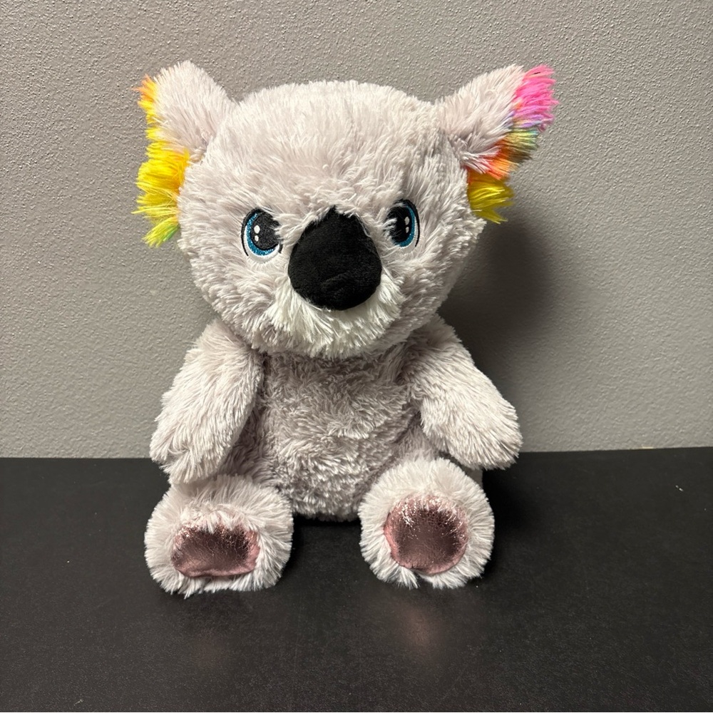 Fluffy Koala Plush with Rainbow Ears